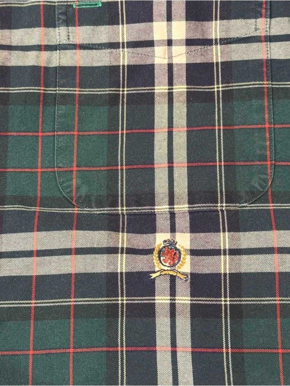 Tommy Hilfiger Green Navy Plaid Button-Down Shirt Size Large - Picture 5 of 8